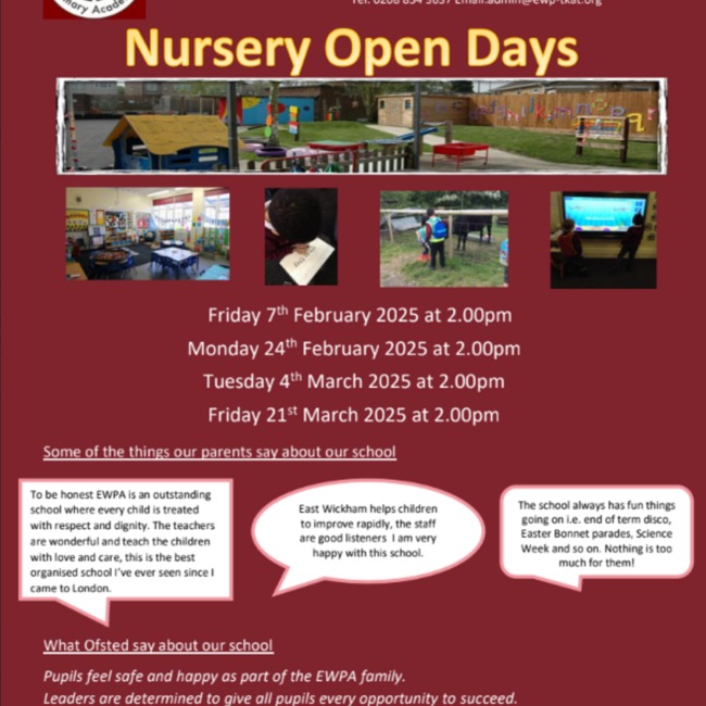 Nursery 2025-26 Open Afternoons
